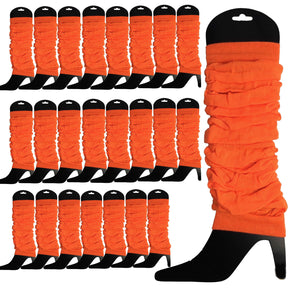 24x Fluro Orange Leg Warmers Bulk Pack - Womens Dance Costume/80s Party