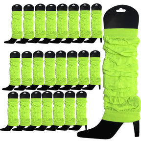 24x Fluro Yellow Leg Warmers Bulk Pack - Womens Dance Costume/80s Party