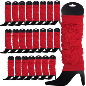 24x Red Leg Warmers Bulk Pack - Womens Dance Costume/80s Party