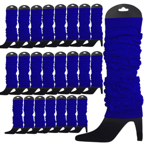 24x Royal Blue Leg Warmers Bulk Pack - Womens Dance Costume/80s Party