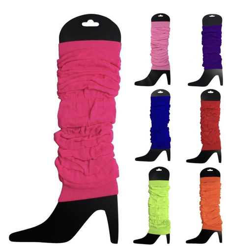 24 LEG WARMERS Knitted Womens Neon Party Knit Ankle Fluro Dance Costume 80s BULK - Assorted Pack