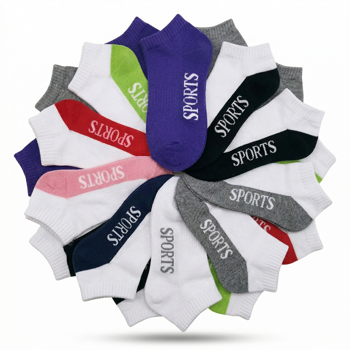 24x Cotton Sports Ankle Socks Bulk Pack - Low Cut Anklet Cushion Running Socks (Assorted Colours)