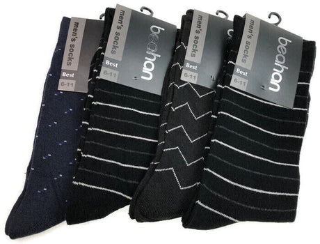 2 Pairs Cotton Business Socks - Assorted Colours (Mens Dress Crew Casual Work Socks)
