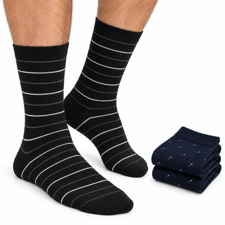 2 Pairs Cotton Business Socks - Assorted Colours (Mens Dress Crew Casual Work Socks)