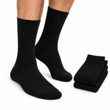 2 Pairs Cotton Business Socks - Black (Mens Dress Crew Casual Work Socks)