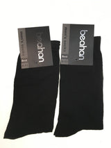 2 Pairs Cotton Business Socks - Black (Mens Dress Crew Casual Work Socks)