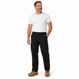 Mens 100% Cotton 310gsm Cargo Pants  - Black (Military Work/Tradie Trousers w/ Pockets)