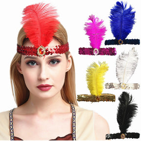 3x 1920s Assorted Flapper Headband w/ Feather & Sequins - Gatsby/Charleston Costume