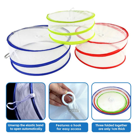 3 Piece Pop-Up Food Cover Set (BBQ, Camping & Picnic Insect Protector)
