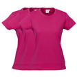 3x Womens Plain 100% Cotton T-Shirt Bulk Pack - Casual Basic Ladies Tee Top Size 6-24 - Magenta Pink