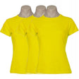 3x Womens Plain 100% Cotton T-Shirt Bulk Pack - Casual Basic Ladies Tee Top Size 6-24 - Yellow