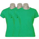 3x Womens Plain Green T-Shirt Pack - 100% Cotton Casual Basic Top