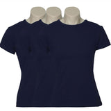 3x Womens Plain Ladies T SHIRT 100% COTTON Basic Tee Casual Top Size 6-24 BULK - Navy Blue - 24