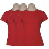 3x Womens Plain Red T-Shirt Pack - 100% Cotton Casual Basic Top