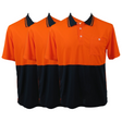 3x HI VIS Polo Shirt Top Tee Safety Workwear Short Sleeve Breathable Mesh BULK - Orange/Navy - 5XL (28)