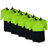 5x HI VIS Polo Shirt Top Tee Safety Workwear Short Sleeve Breathable Mesh BULK - Yellow/Navy - 5XL (28)