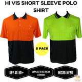 5x HI VIS Polo Shirt Bulk Pack - High Visibility Short Sleeve Safety Workwear (Breathable Mesh)