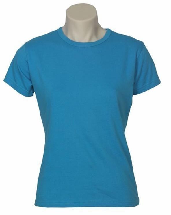 5x Womens Plain Cyan Blue T-Shirt Bulk Pack - 100% Cotton Casual Basic Top