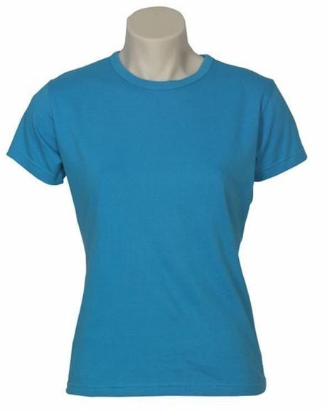 5x Womens Plain Cyan Blue T-Shirt Bulk Pack - 100% Cotton Casual Basic Top