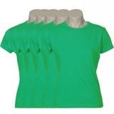 5x Womens Plain Green T-Shirt Bulk Pack - 100% Cotton Casual Basic Top