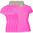 5x Womens Plain 100% Cotton T-Shirt Bulk Pack - Casual Basic Ladies Tee Top Size 6-24 - Magenta Pink