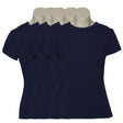 5x Womens Plain Navy Blue T-Shirt Bulk Pack - 100% Cotton Casual Basic Top