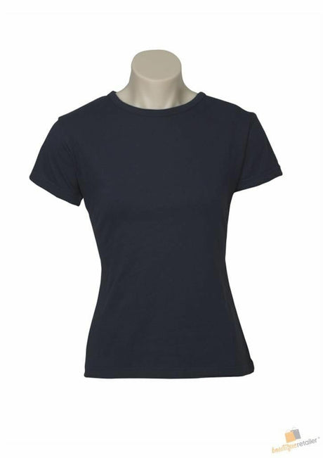 5x Womens Plain Navy Blue T-Shirt Bulk Pack - 100% Cotton Casual Basic Top