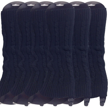 6x Womens Leg Warmers Disco Winter Knit Dance Party Crochet Legging Socks Costume - Blue