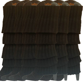 6x Black Ribbed Leg Warmers Bulk Pack - Womens Dance Costume/80s Party