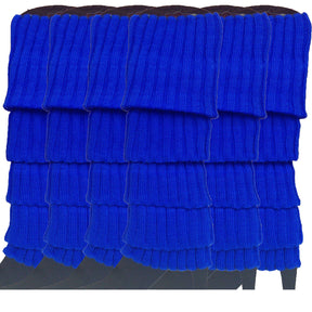6x Blue Ribbed Leg Warmers Bulk Pack - Womens Dance Costume/80s Party