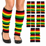 6x Indigenous Colours Ribbed Leg Warmers Bulk Pack - Womens Dance Costume/80s Party