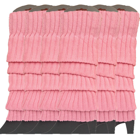 6x Light Pink Ribbed Leg Warmers Bulk Pack - Womens Dance Costume/80s Party