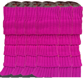 6x Purple Ribbed Leg Warmers Bulk Pack - Womens Dance Costume/80s Party