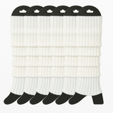 6x Womens Leg Warmers Disco Winter Knit Dance Party Crochet Legging Socks Costume - White