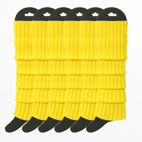6x Yellow Ribbed Leg Warmers Bulk Pack - Womens Dance Costume/80s Party