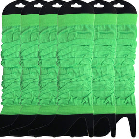 6x Fluro Green Leg Warmers Bulk Pack - Womens Dance Costume/80s Party