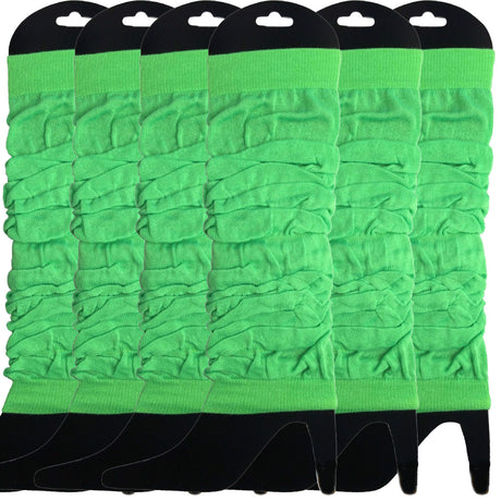 6x LEG WARMERS Knitted Womens Neon Party Knit Ankle Fluro Dance Costume 80s BULK - Fluro Green