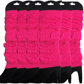 6x Fluro Hot Pink Leg Warmers Bulk Pack - Womens Dance Costume/80s Party