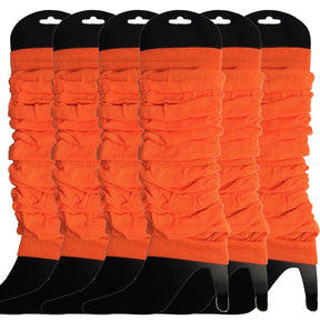 6x Fluro Orange Leg Warmers Bulk Pack - Womens Dance Costume/80s Party