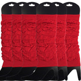 6x LEG WARMERS Knitted Womens Neon Party Knit Ankle Fluro Dance Costume 80s BULK - White