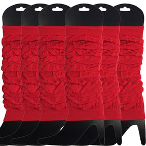 6x Red Leg Warmers Bulk Pack - Womens Dance Costume/80s Party