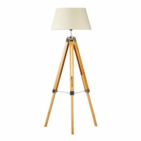 145cm Bamboo Wooden Tripod Floor Lamp with Modern Linen Shade