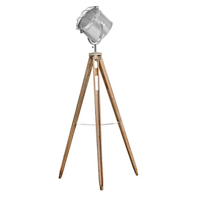 158cm Nautical Tripod Floor Lamp w Search Light - Modern Chrome Head with Mesh