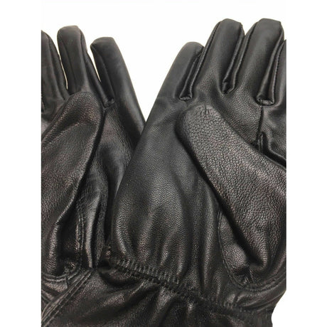 Ladies Genuine Sheepskin Leather Gloves Patch Fleece Lining Warm Winter Womens - Black