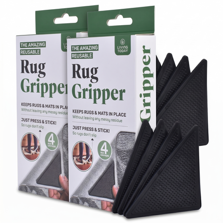 8x Non-Slip Reusable Rug Grippers Bulk Pack - Anti-Skid Carpet Mat Pads (Washable)