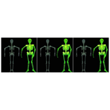 3x 90cm Glow in the Dark White Plastic Hanging Skeleton Pack - Halloween Decoration