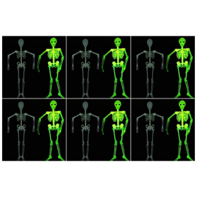 6x 90cm Glow in the Dark White Plastic Hanging Skeleton Bulk Pack - Halloween Decoration