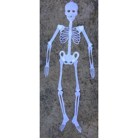 6x 90cm Glow in the Dark White Plastic Hanging Skeleton Bulk Pack - Halloween Decoration