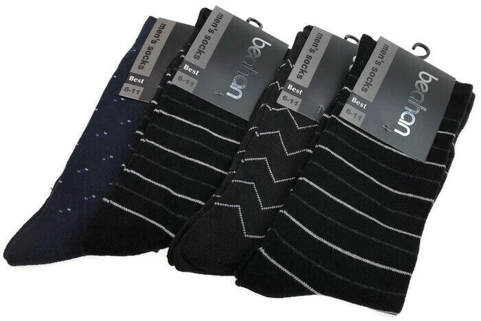 9 Pairs Cotton Business Socks Bulk Pack - Assorted Pack (Mens Dress Crew Casual Work Socks)