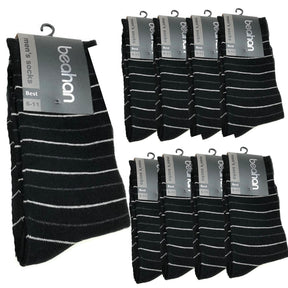 9 Pairs Cotton Business Socks Bulk Pack - Mens Dress Crew Casual Work Socks - Black